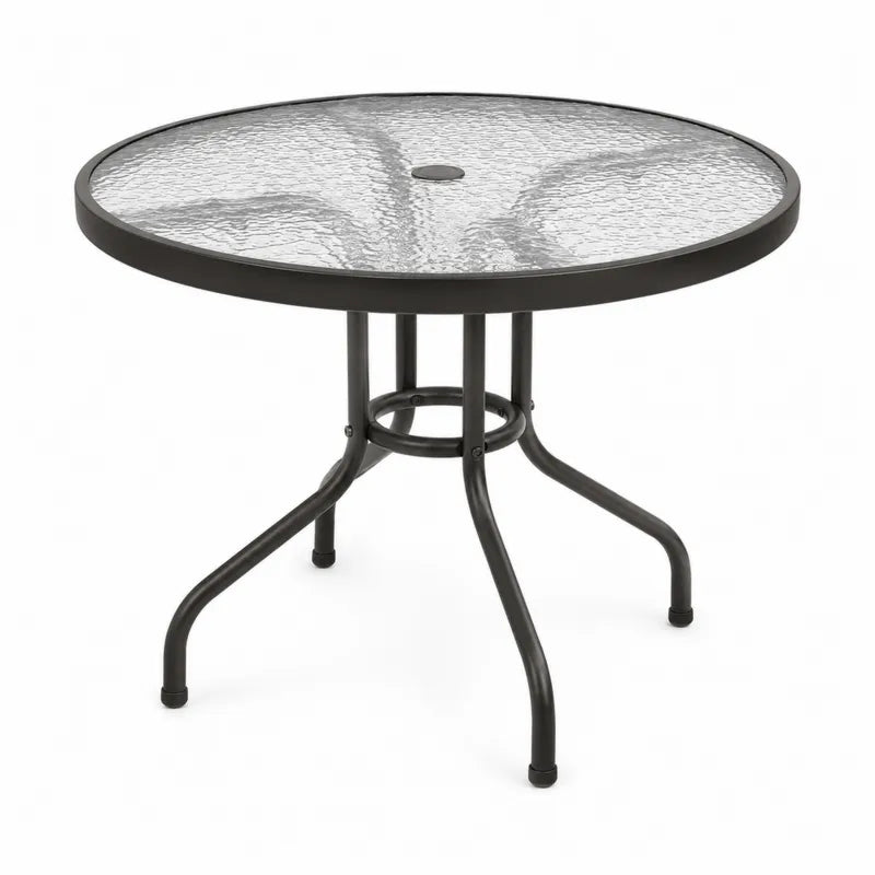 Okrągły stół ogrodowy szkło hartowane stal 90cm