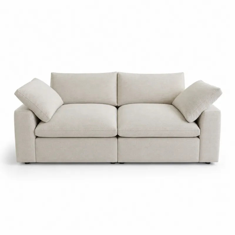 2-osobowa sofa modułowa z tkaniny lnianej beżowa 150x85x90 cm