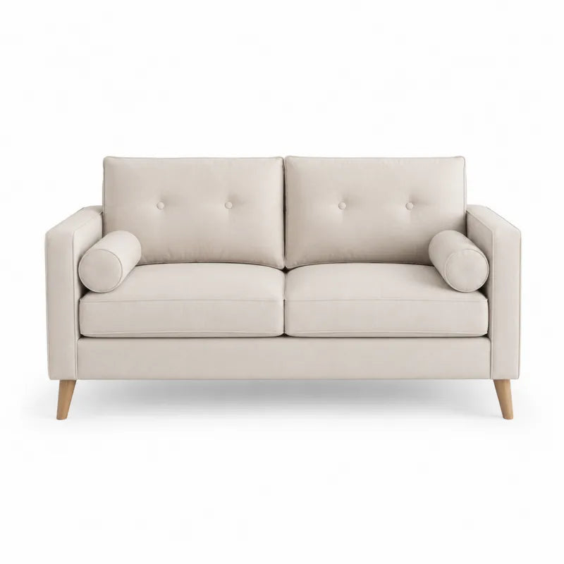 Dwuosobowa sofa z tkaniny bawełnianej beżowa