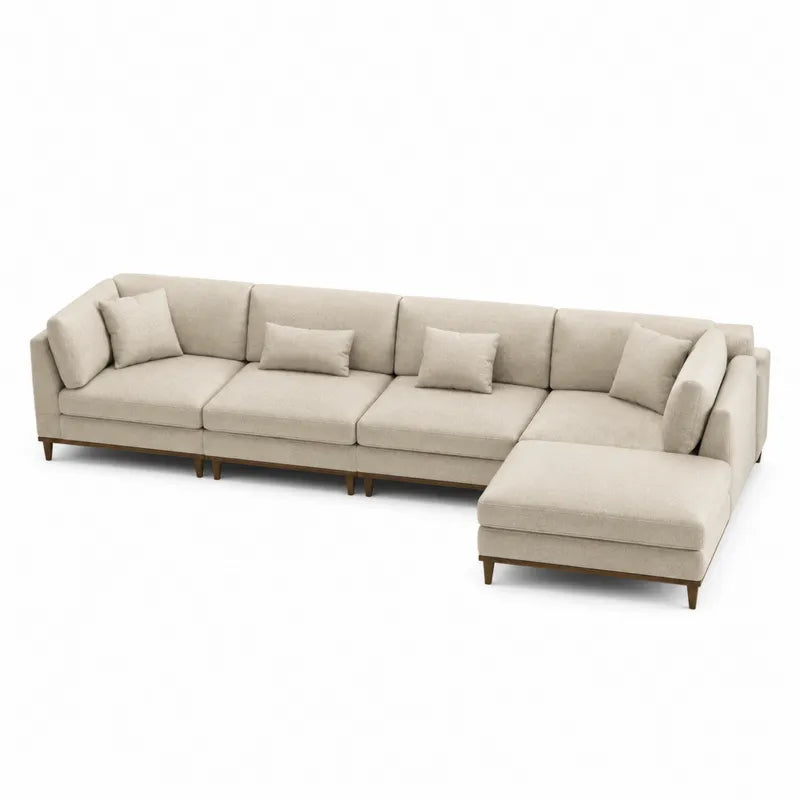 Sofa narożna L z tkaniną bawełnianą beżowa 320x150 cm