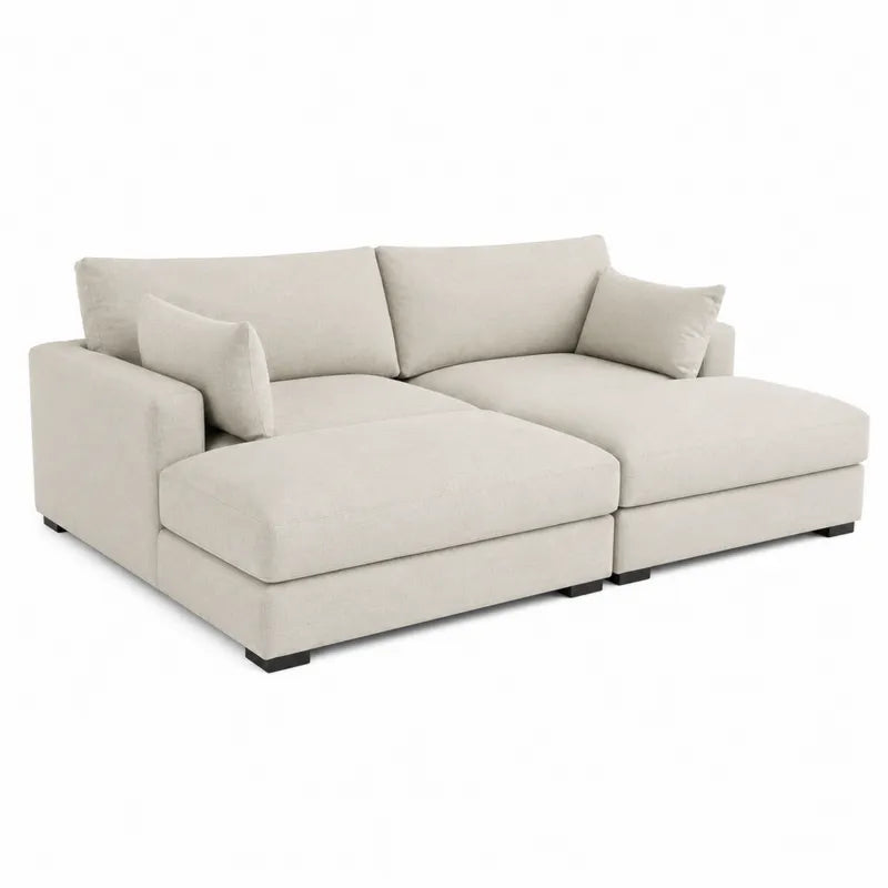 Sofa modułowa 2-częściowa z tkaniny poliestrowej beżowa