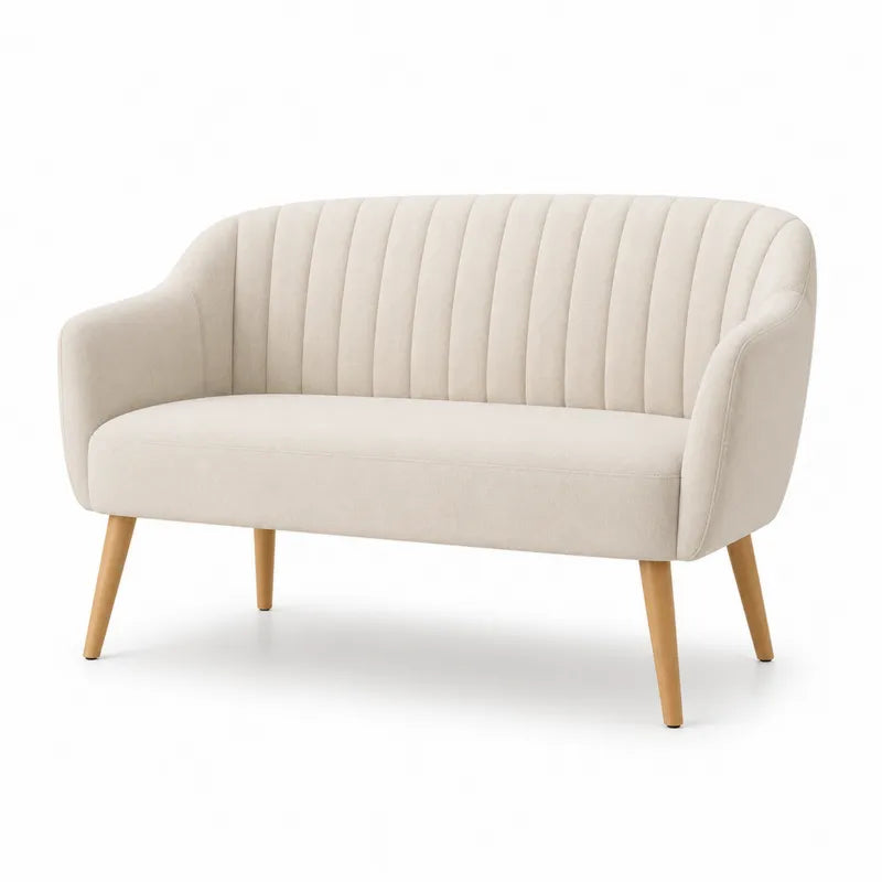 Sofa dwuosobowa z nogami z drewna bukowego