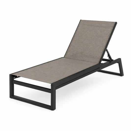 Leżak ogrodowy aluminiowy czarny i taupe 200x70 cm