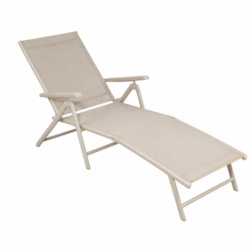 Składany leżak aluminiowy z tkaniny textilene 190 cm beżowy