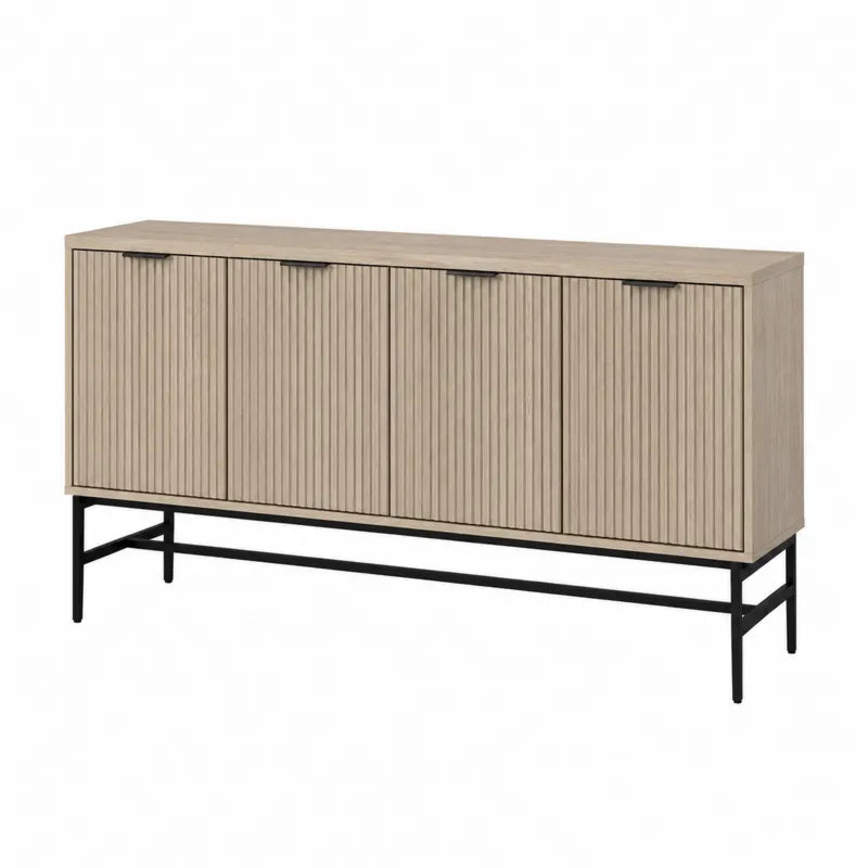 Szafka z płyty MDF z metalowymi nogami beżowa 180x35x75 cm