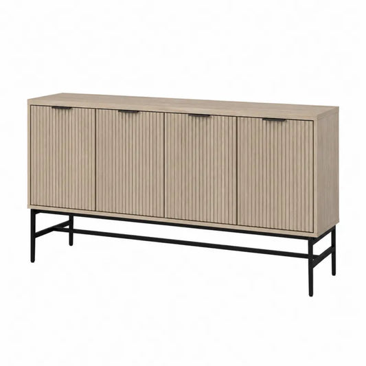 Szafka z płyty MDF z metalowymi nogami beżowa 180x35x75 cm