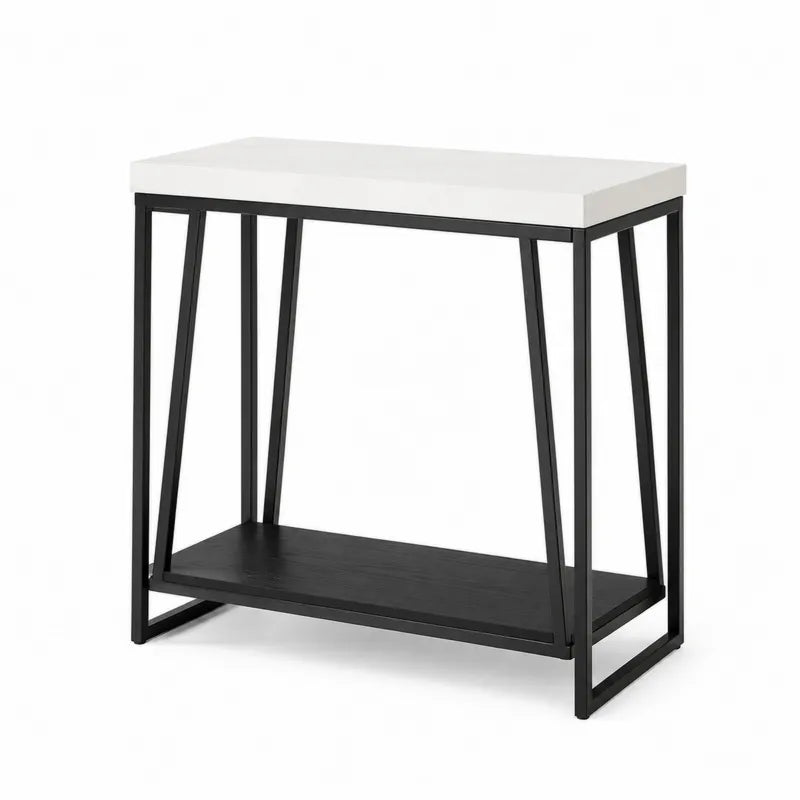 Konsola z MDF i metalowa biało-czarna 80x30x90 cm