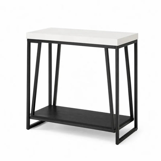 Konsola z MDF i metalowa biało-czarna 80x30x90 cm
