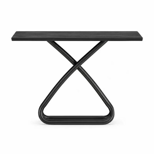 Konsola z czarnego metalu i płyty MDF 120 cm