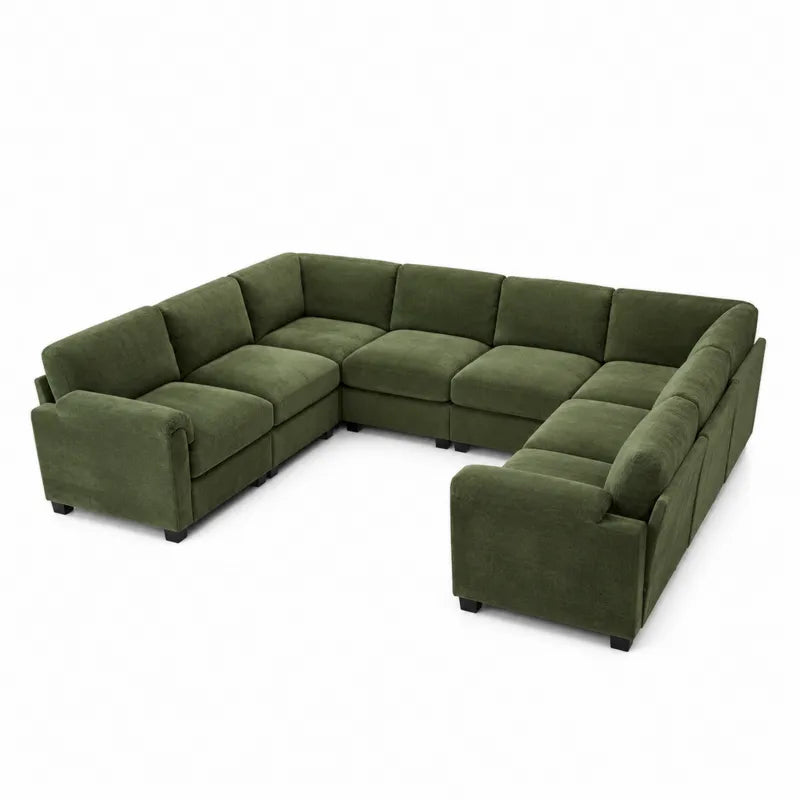 Narożnik modułowy z zielonej tkaniny 350 cm