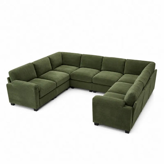 Narożnik modułowy z zielonej tkaniny 350 cm