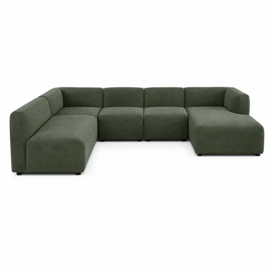 Modułowa sofa narożna z tkaniny zielony