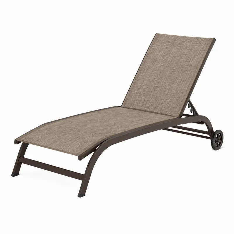 Leżak aluminiowy z regulowanym oparciem beżowy 200x65x95 cm