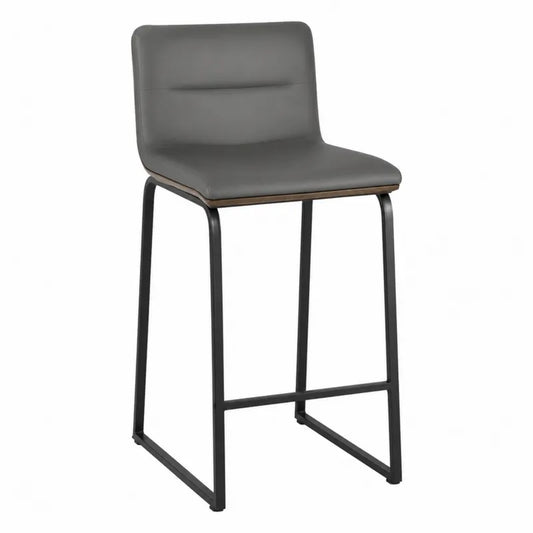 Krzesło barowe stalowe z ekoskóry szare 75 cm