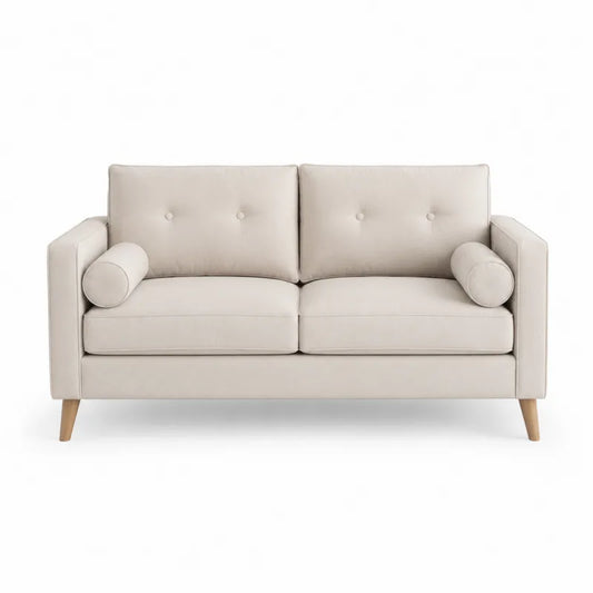 Dwuosobowa sofa z tkaniny bawełnianej beżowa