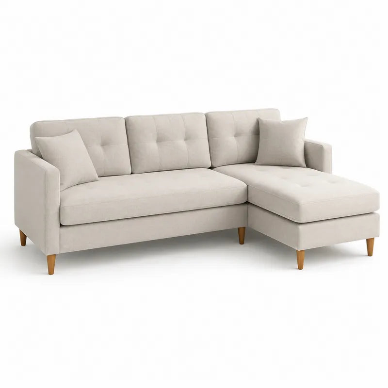 Narożna sofa modułowa beżowy poliester 250 cm