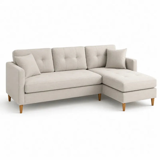 Narożna sofa modułowa beżowy poliester 250 cm