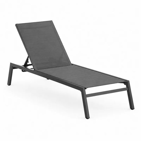 Leżak ogrodowy aluminiowy tkanina tekstylna czarny
