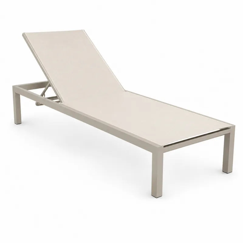 Leżak ogrodowy aluminiowy poliester 200x65x30 cm beżowy