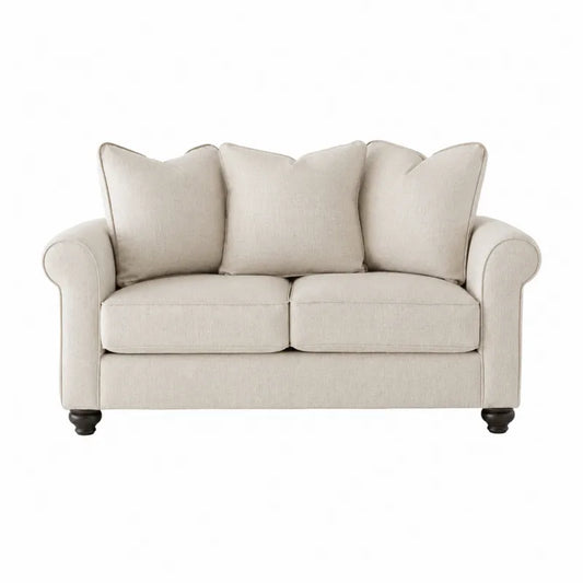 Sofa dwuosobowa z tkaniny poliestrowej kremowy 160 cm