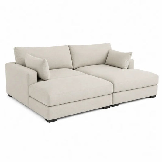 Sofa modułowa 2-częściowa z tkaniny poliestrowej beżowa
