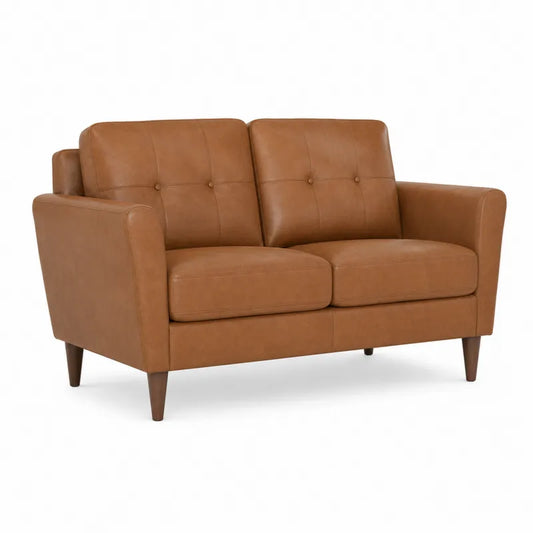 Dwuosobowa sofa z ekoskóry brązowa 140 cm